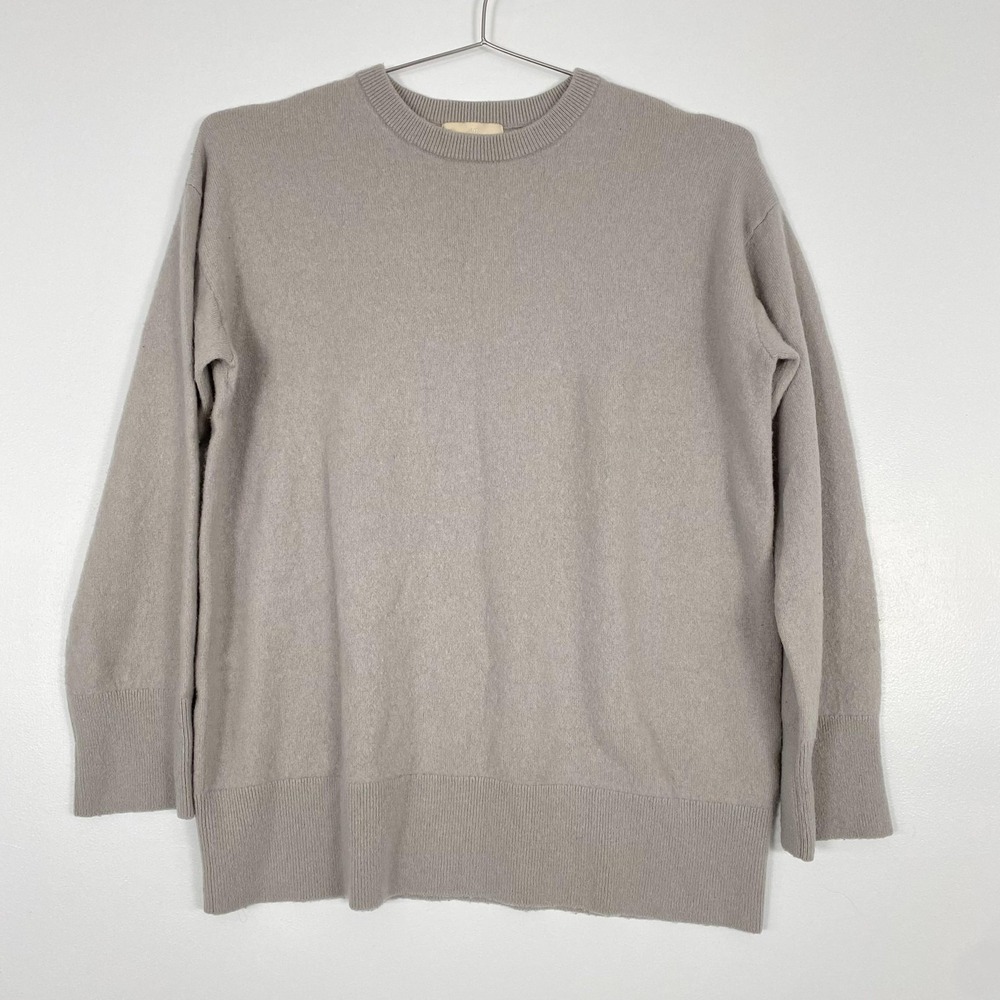 H&M Cashmere Sweater Womens XS Gray Long Sleeve Crewneck Tunic Pullover Knit